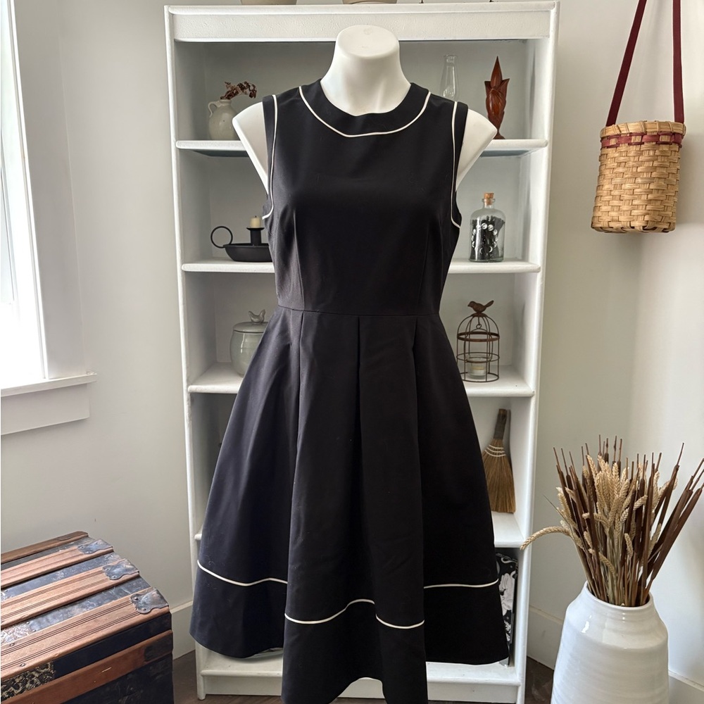 Kate Spade Black Midi Dress with White Accents